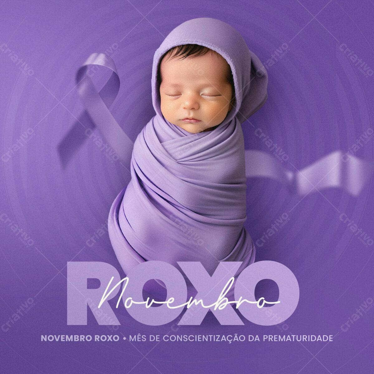 Flyer Novembro Roxo PSD Editável