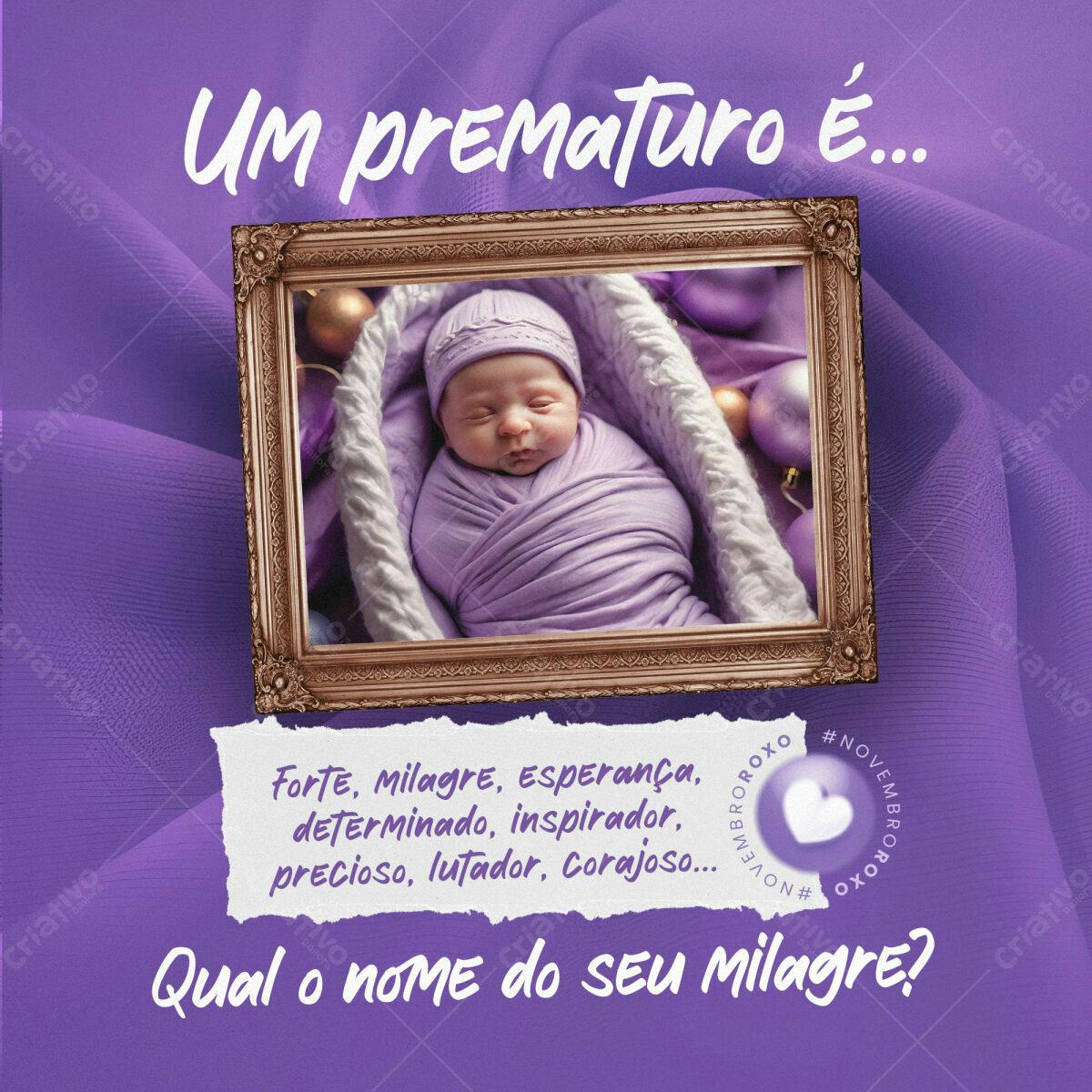 Post para Bebê Prematuro PSD Editável