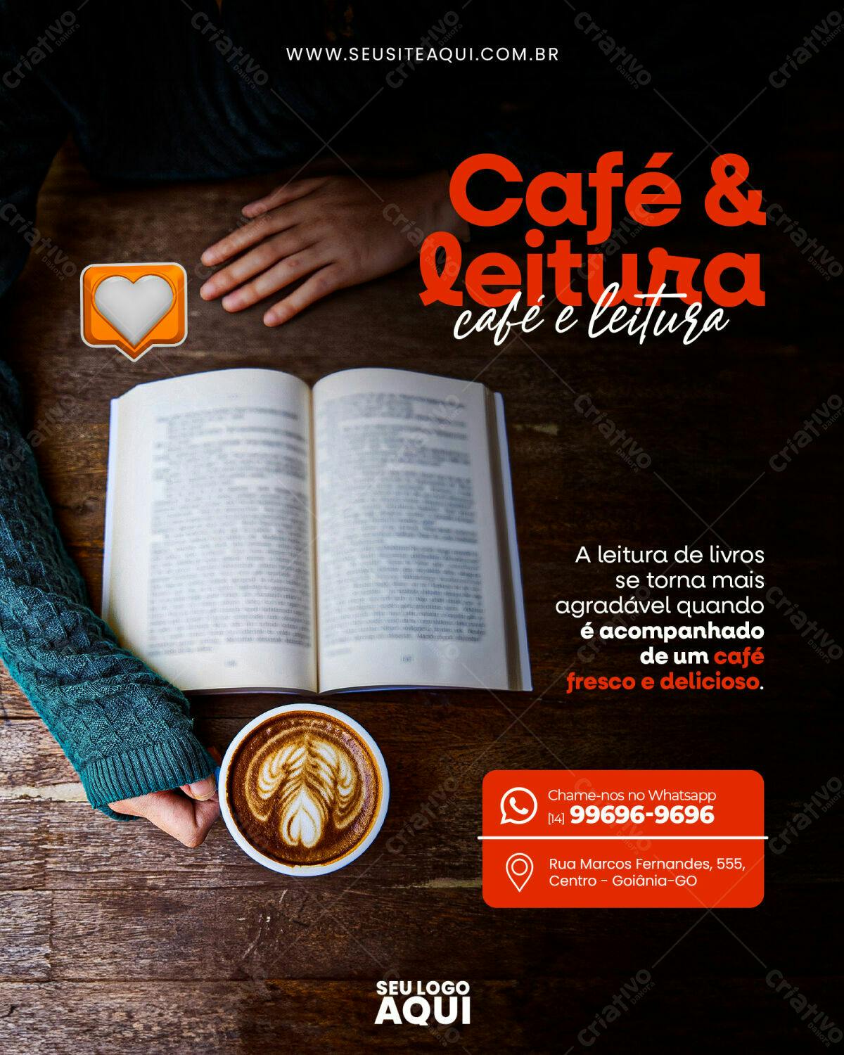 Flyer para Cafeteria e Livraria PSD Editável