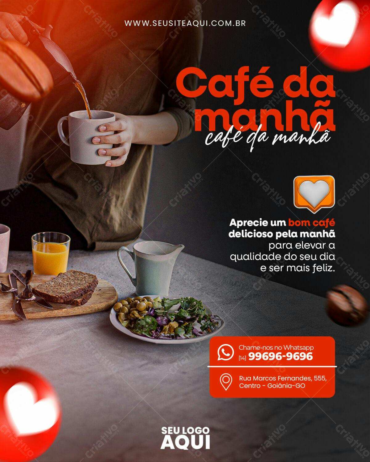 Flyer para Café da Manhã PSD Editável