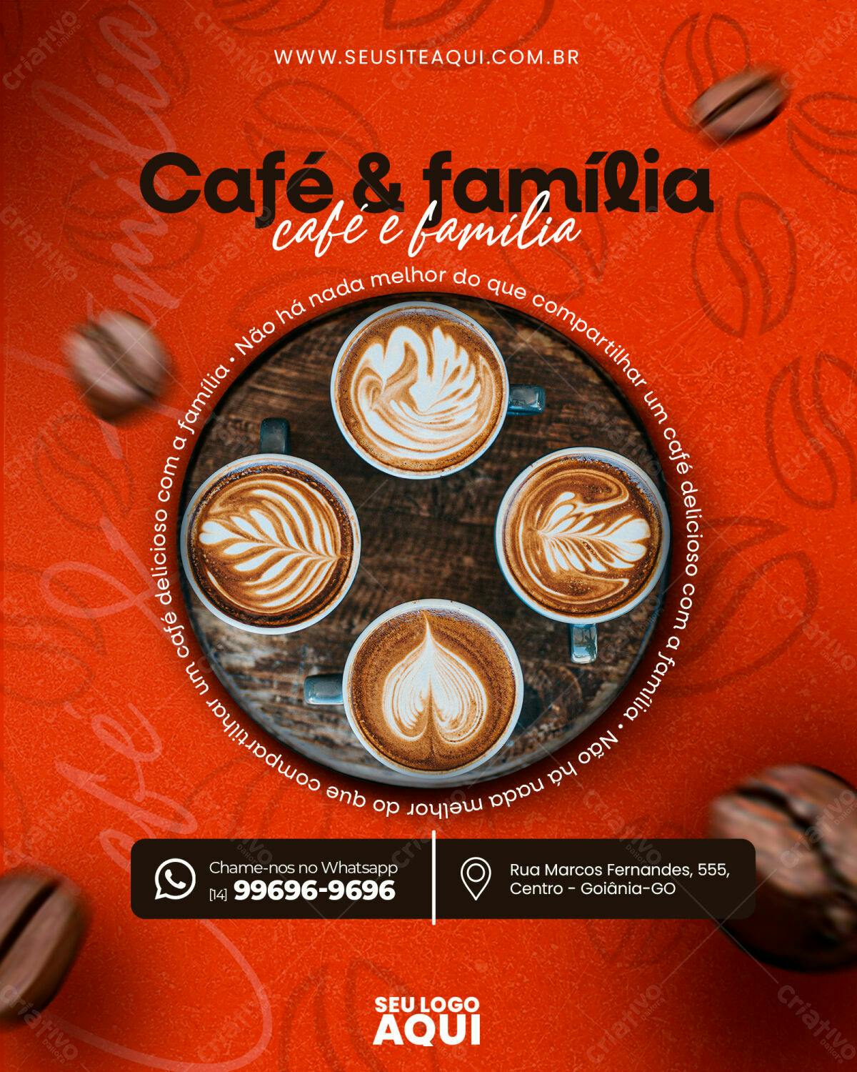 Flyer para Dia do Café com a Família PSD Editável