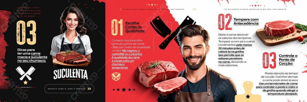 Dicas Churrasco Carne Suculenta PSD Editável