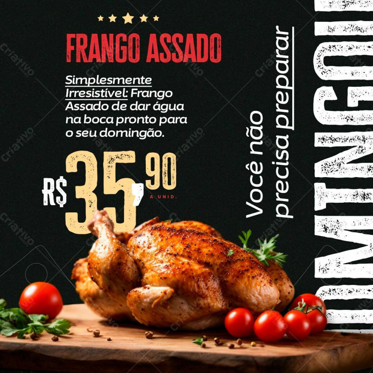 Flyer Frango Assado Domingo PSD Editável