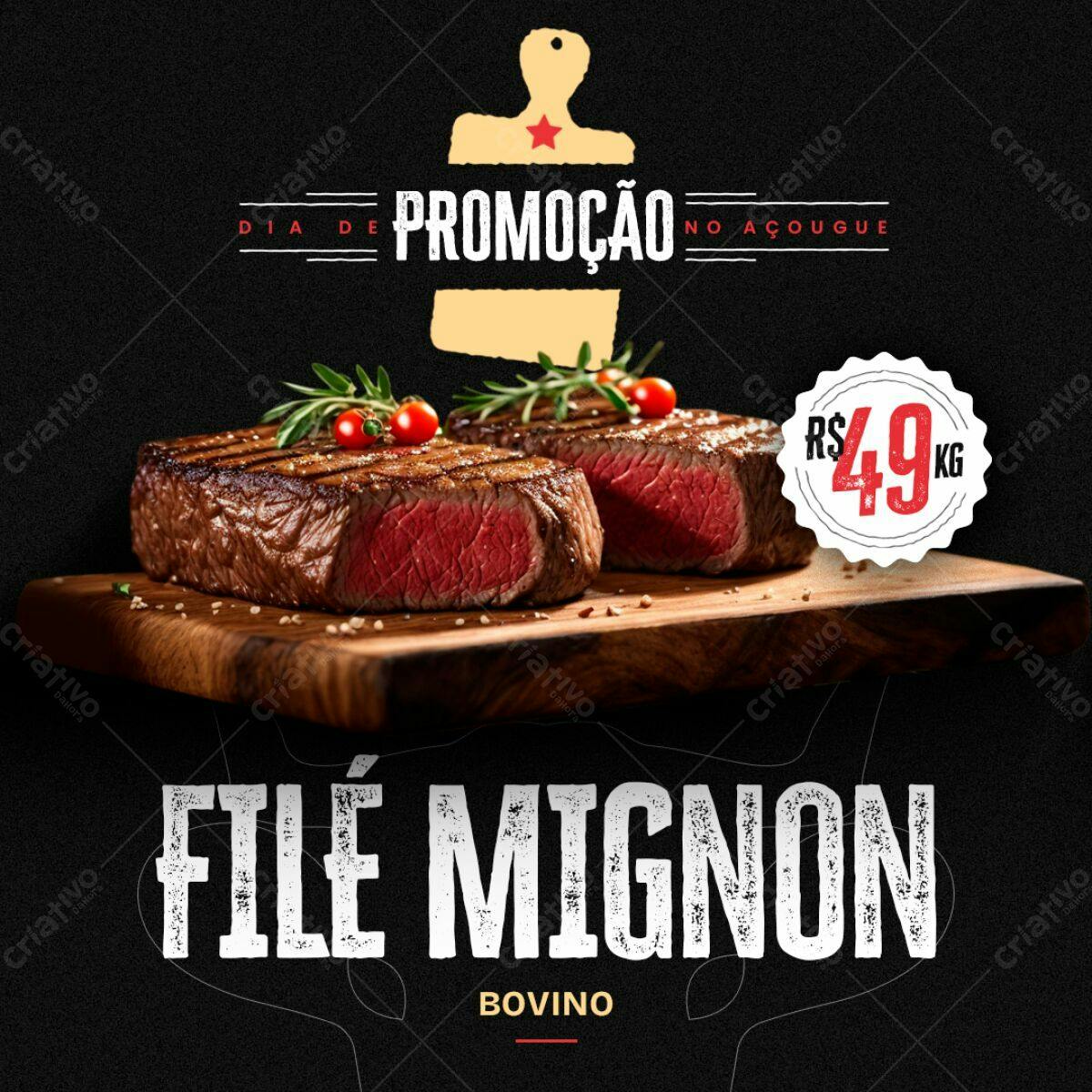 Flyer de Promoção de Filé Mignon PSD Editável