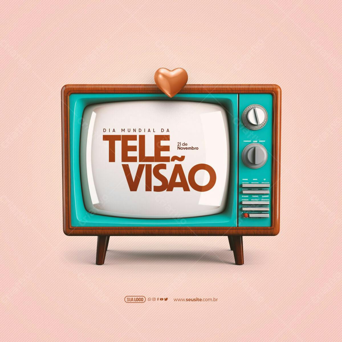 Post para o Dia Mundial da Televisão PSD Editável