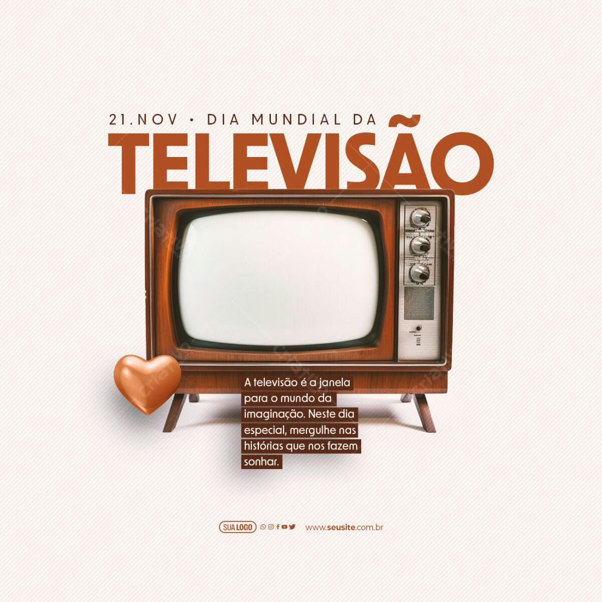 Postagem Dia Mundial da Televisão PSD Editável