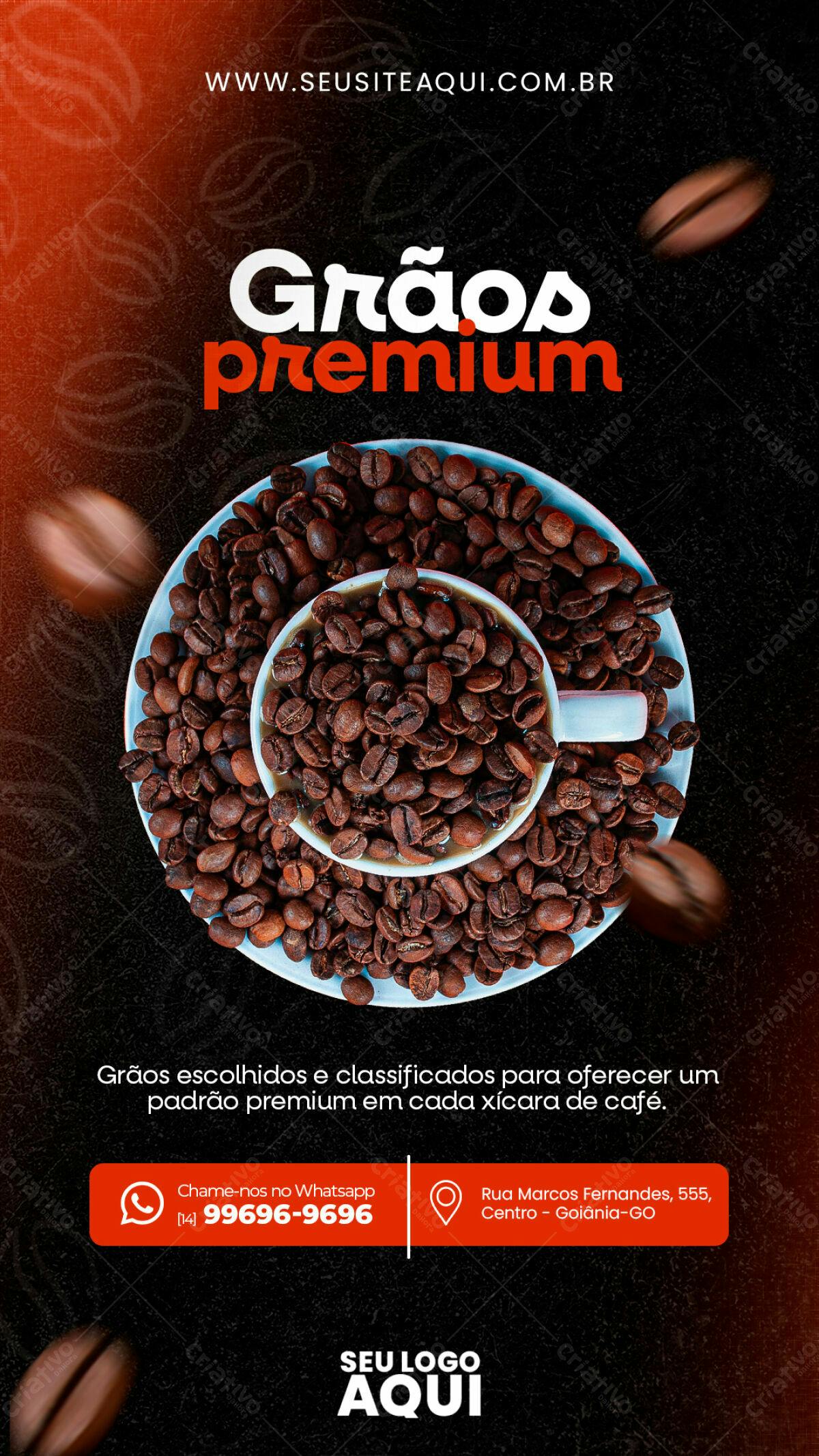 Flyer para Cafeteria com Grãos Premium PSD Editável