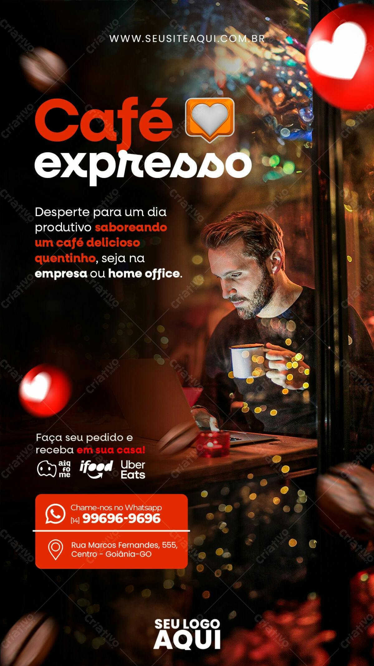 Flyer para Café Expresso PSD Editável
