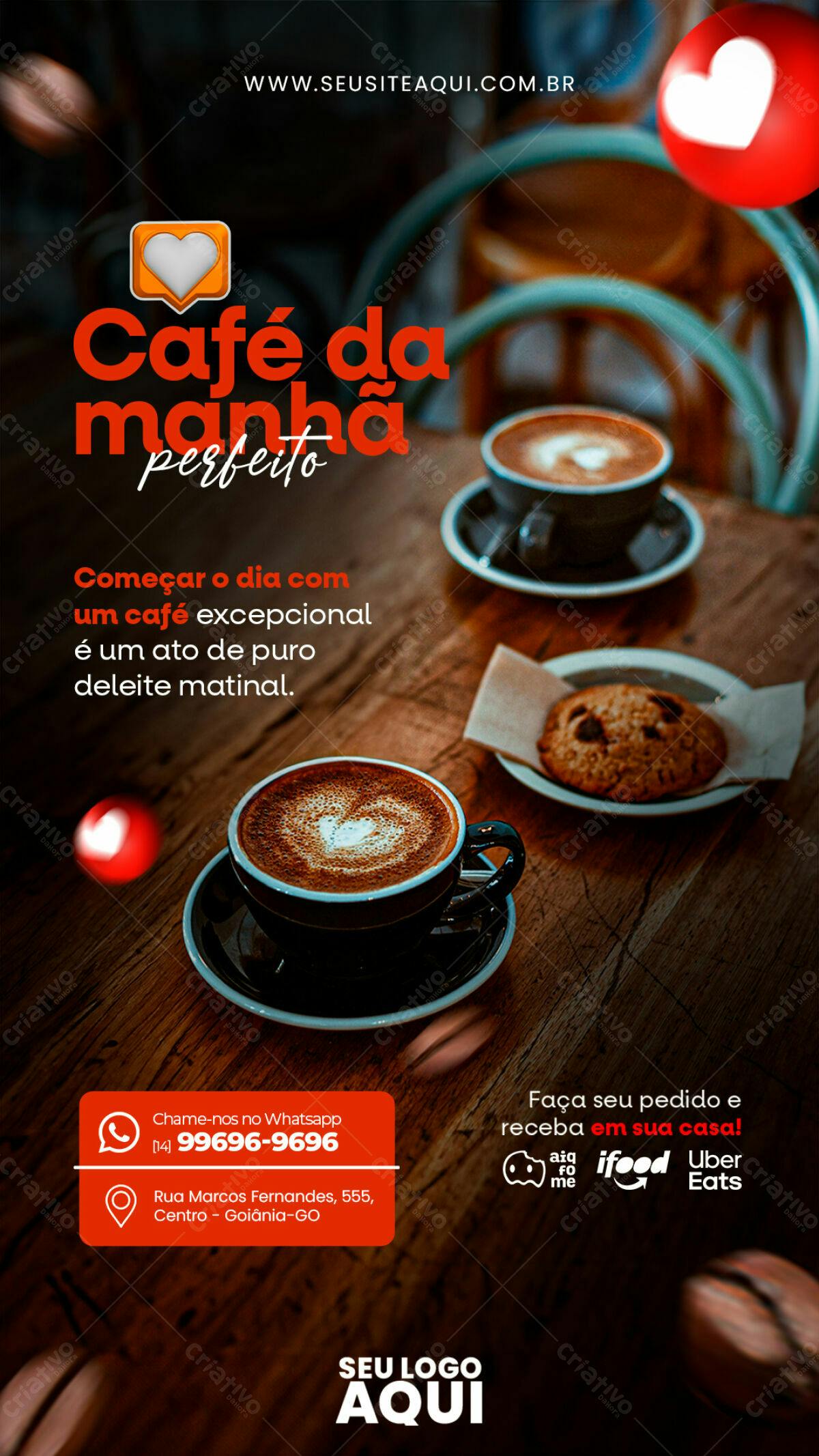 Flyer Café da Manhã Perfeito PSD Editável