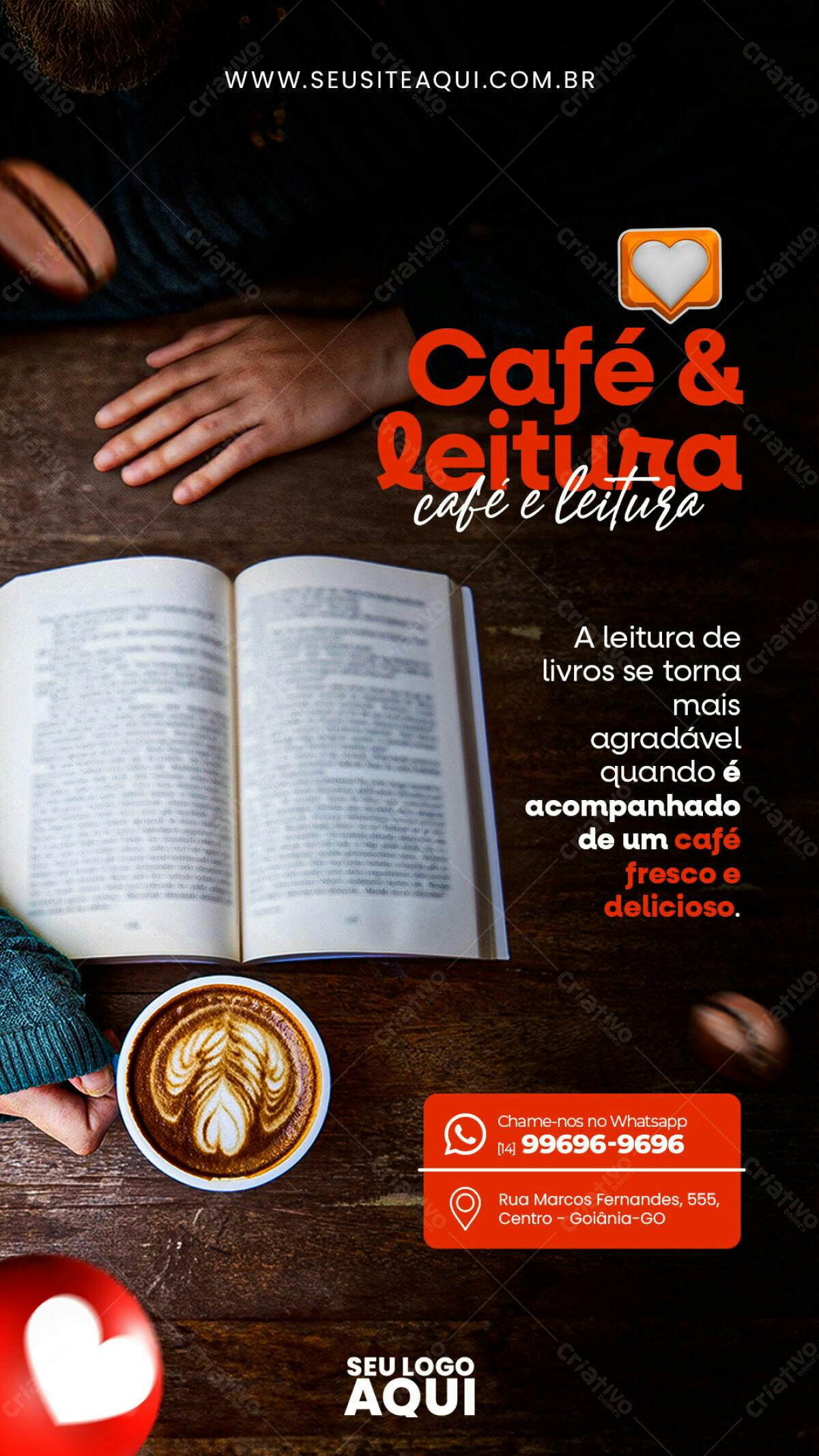 Flyer para Café e Leitura PSD Editável