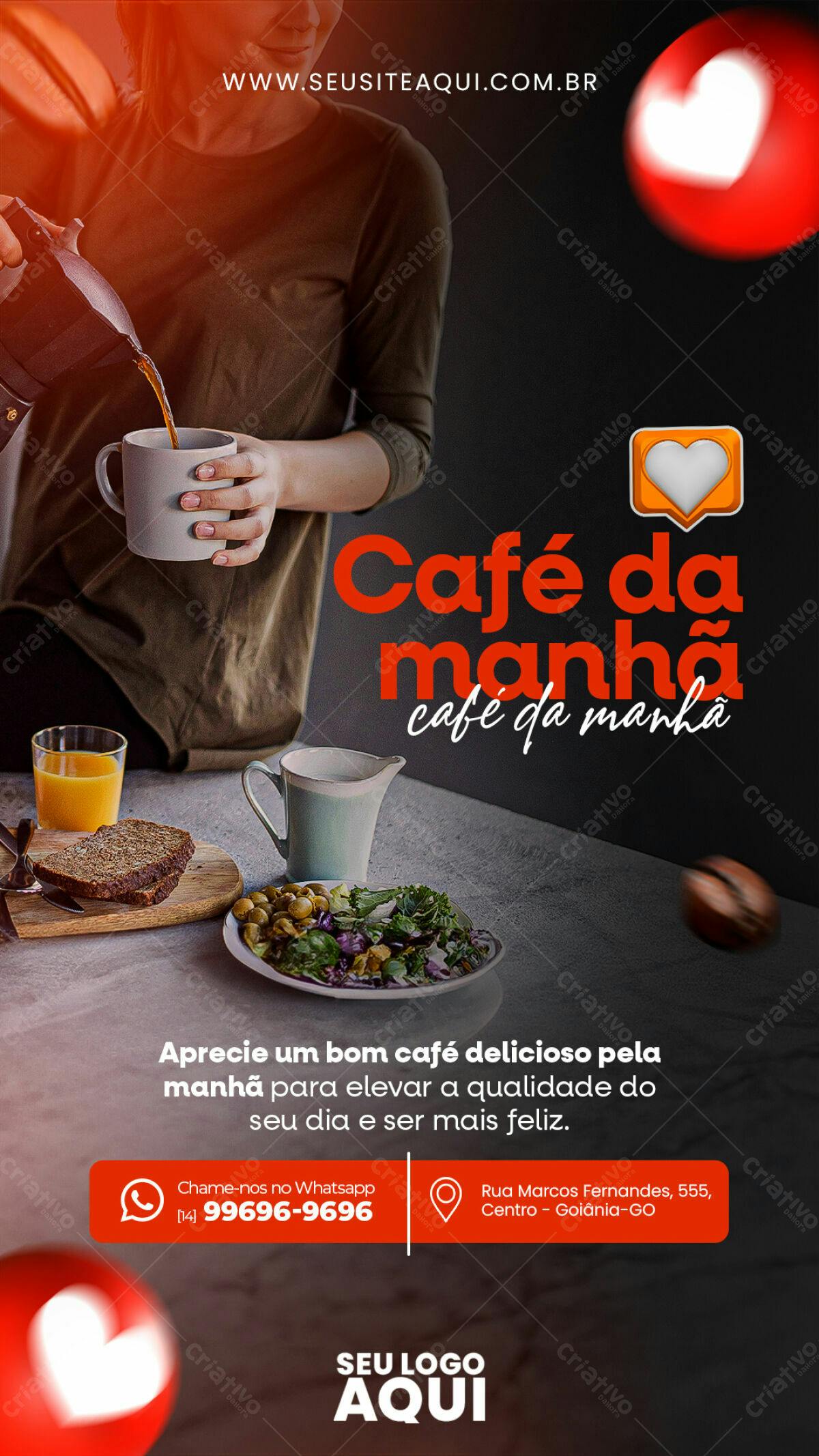 Flyer para Café da Manhã PSD Editável