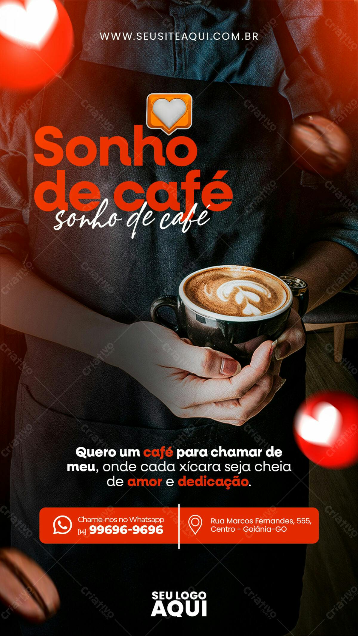 Flyer para Cafeteria Sonho de Café PSD Editável