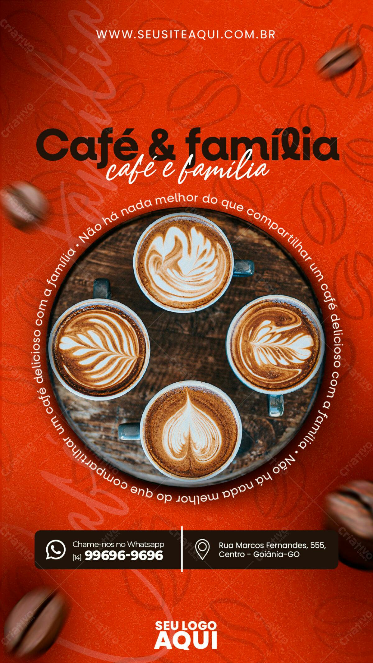 Flyer para Dia do Café com a Família PSD Editável