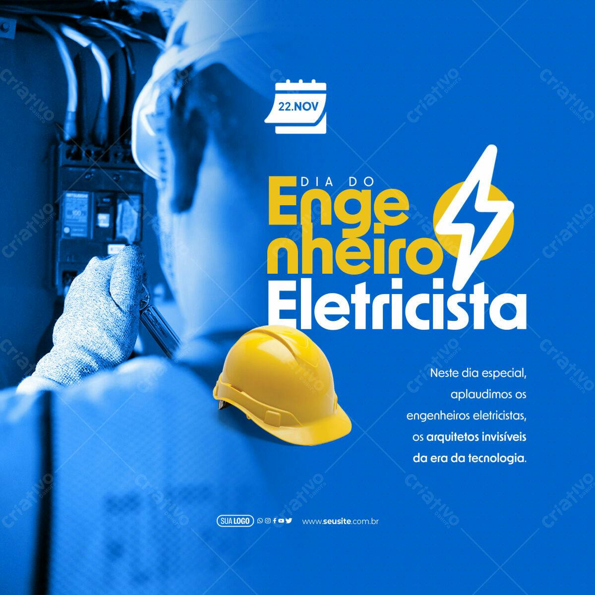 Postagem Dia do Engenheiro Eletricista PSD Editável