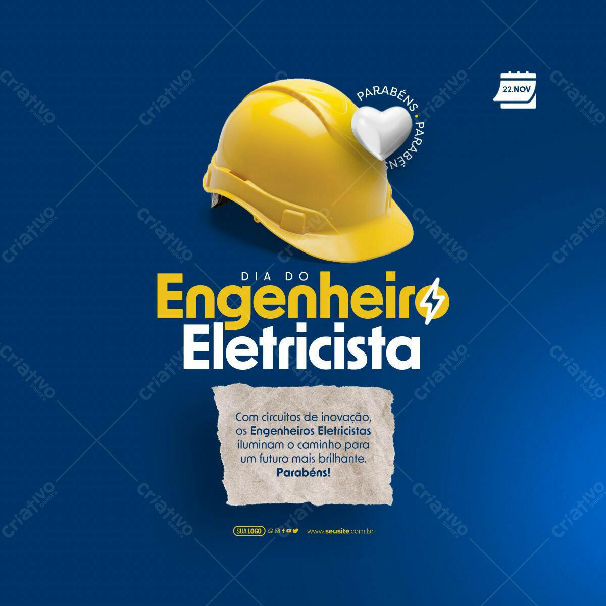 Postagem Dia do Engenheiro Eletricista PSD Editável
