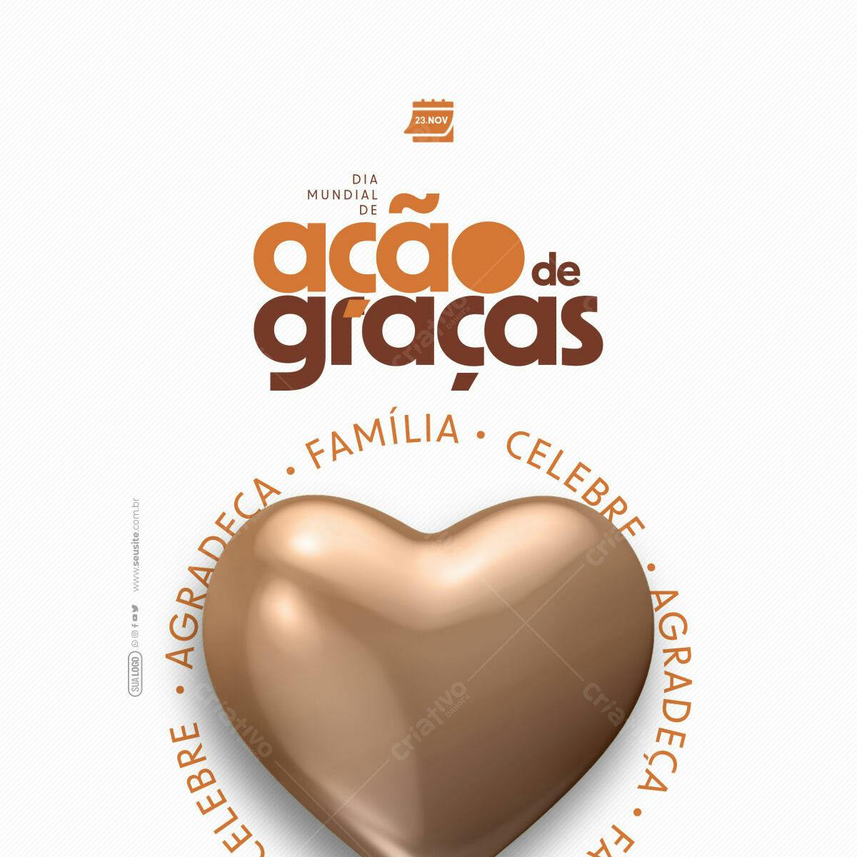 Flyer para o Dia Mundial de Ação de Graças PSD Editável