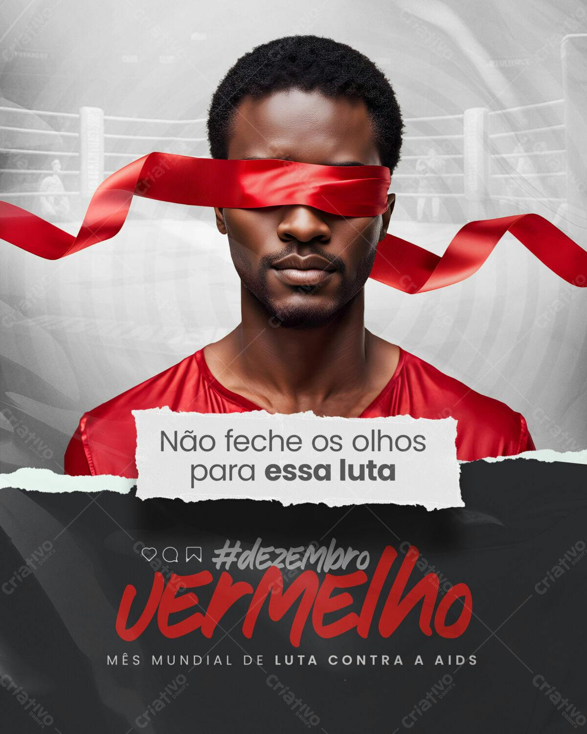 Flyer Dezembro Vermelho para Campanha AIDS PSD Editável