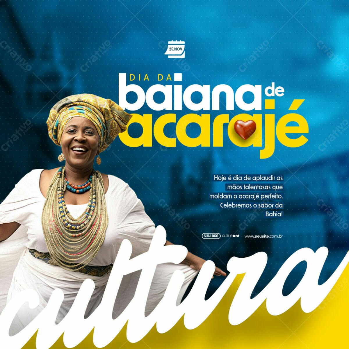 Flyer Dia da Baiana de Acarajé PSD Editável