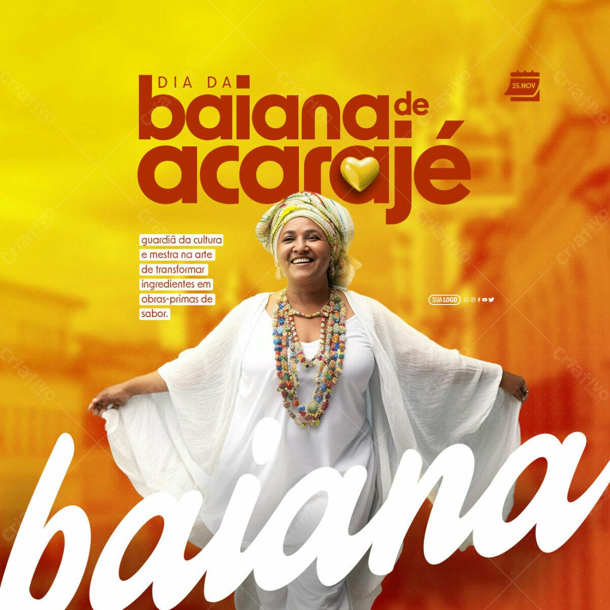 Flyer Dia da Baiana de Acarajé PSD Editável