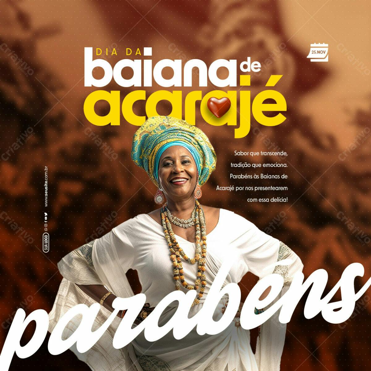 Flyer Dia da Baiana de Acarajé PSD Editável