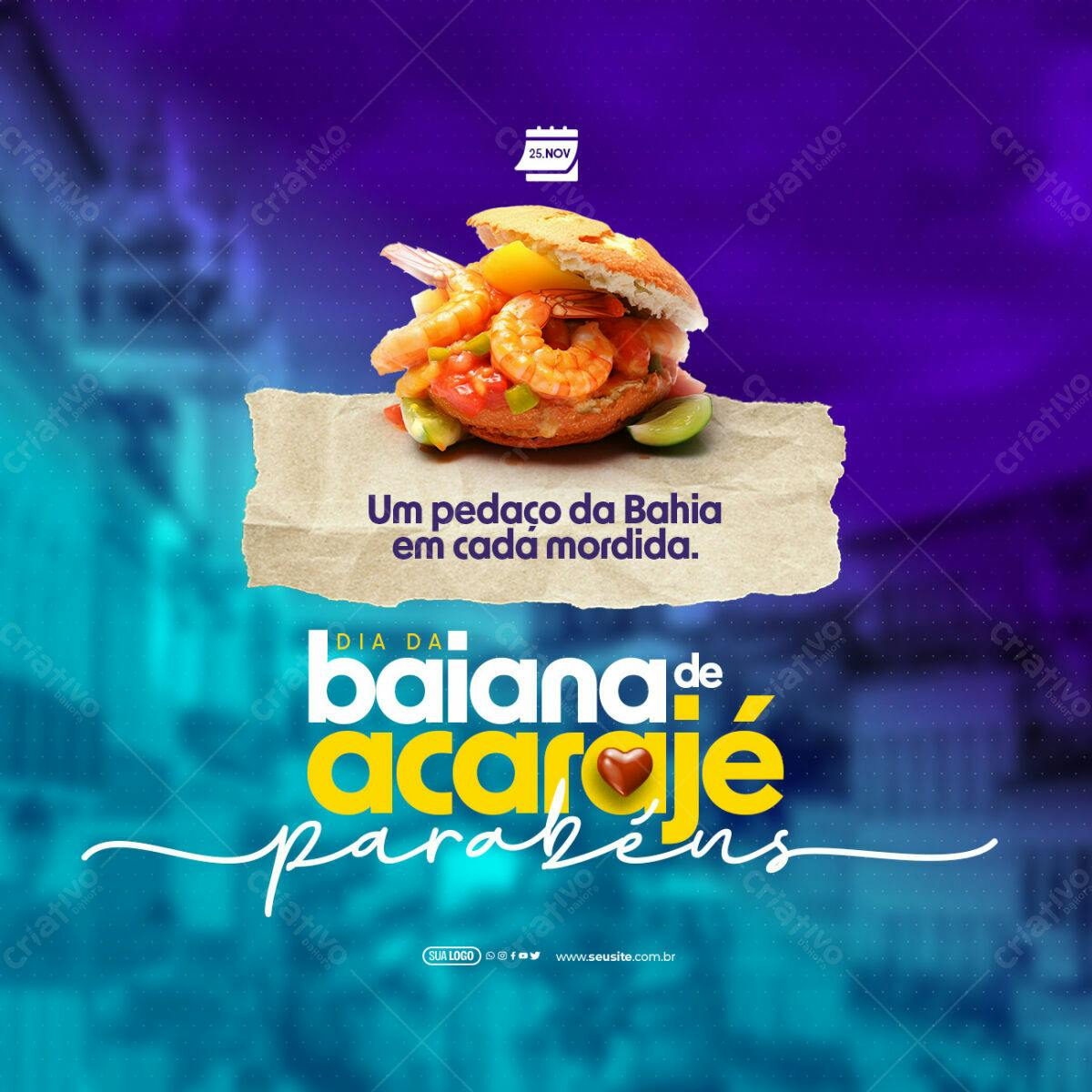 Flyer Dia da Baiana de Acarajé PSD Editável