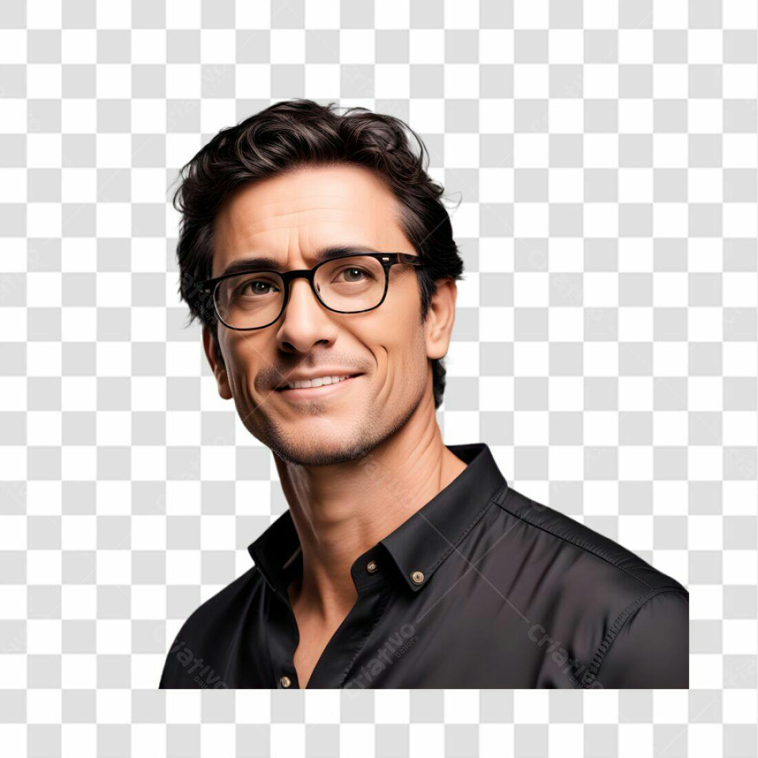 Imagem PNG Homem Sorrindo com Óculos fundo transparente