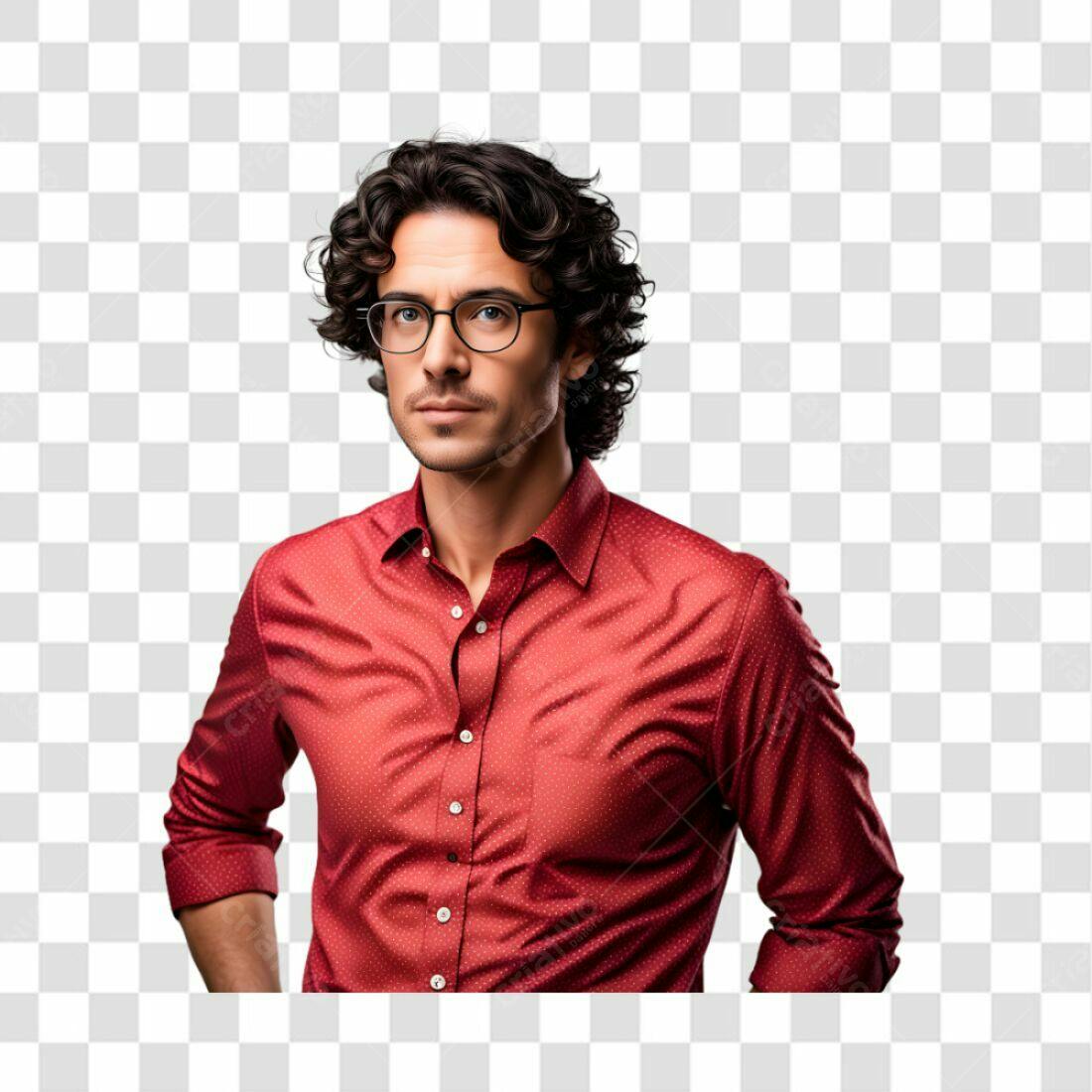 Imagem PNG homem camisa vermelha fundo transparente