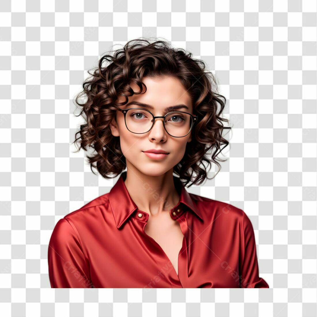 Imagem profissional mulher óculos PNG com fundo transparente