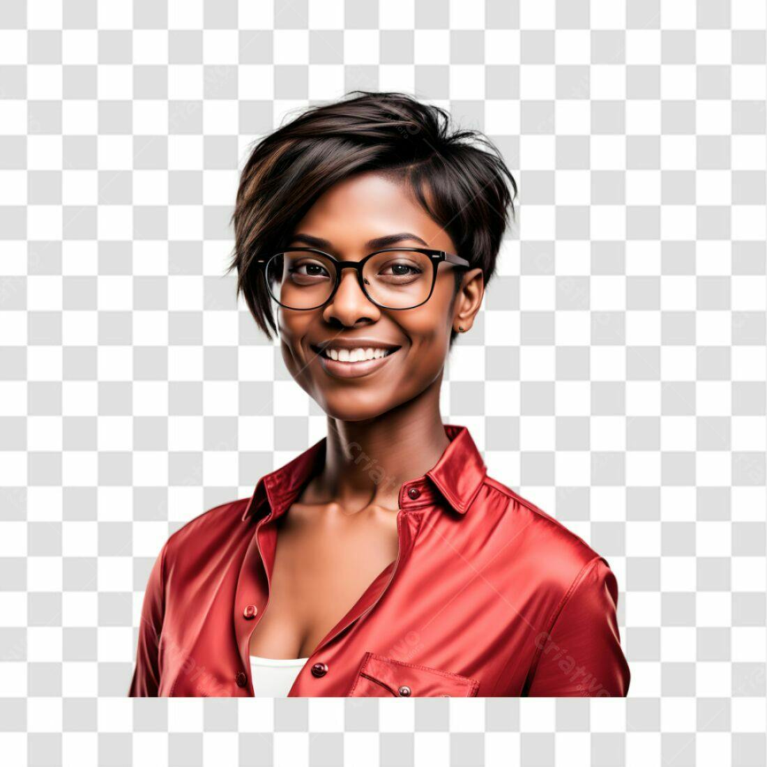 Foto PNG com fundo transparente Mulher Negra sorrindo
