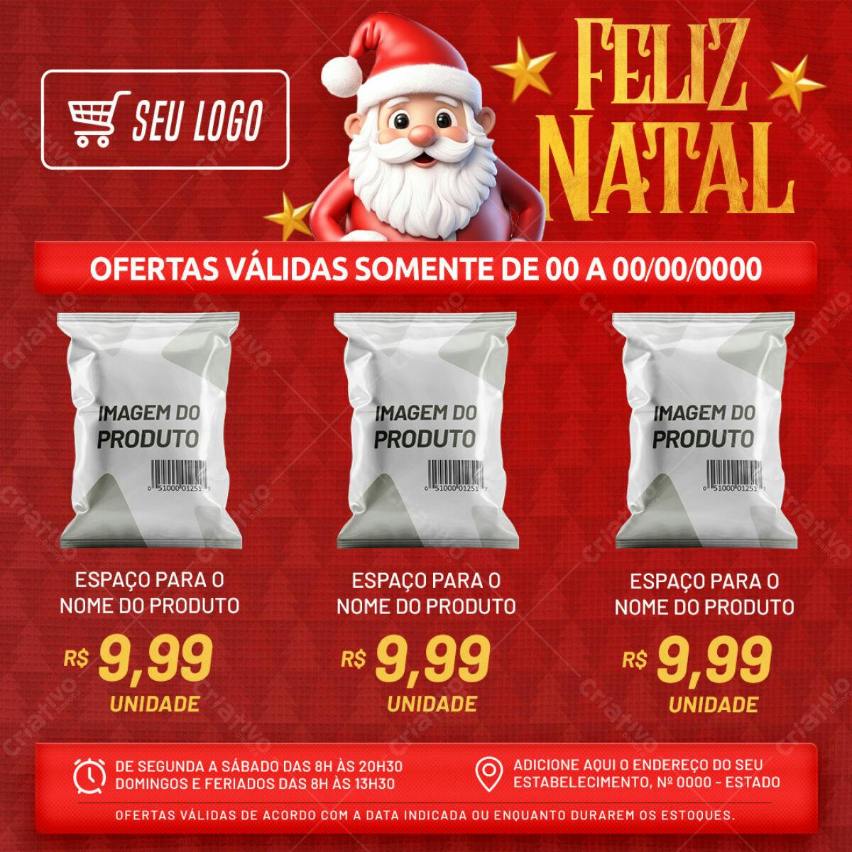 Flyer de Natal para Promoção de Produtos PSD Editável
