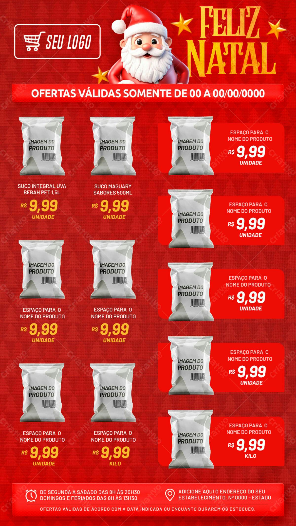 Flyer Natalino com Ofertas de Sucos PSD Editável
