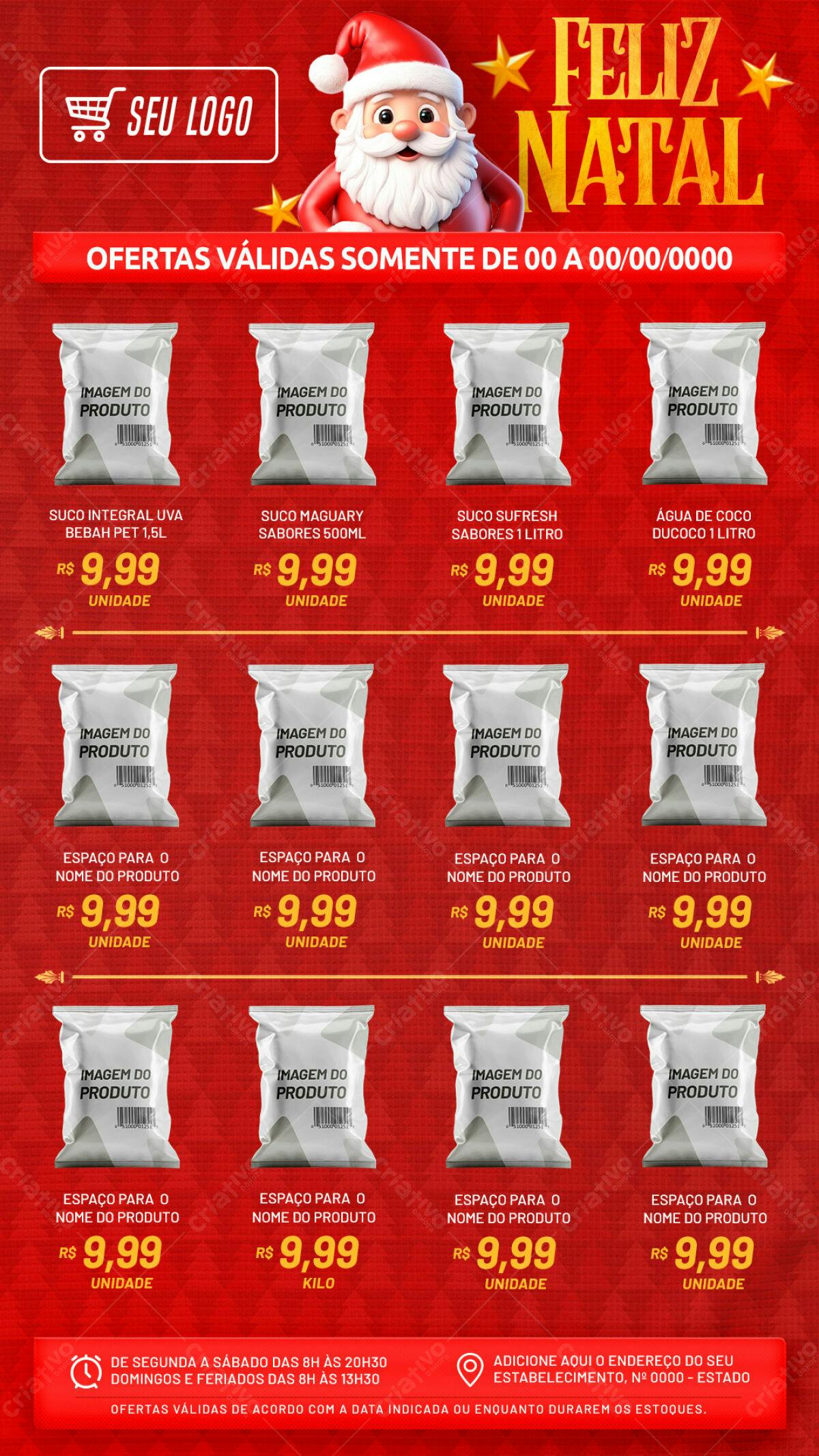 Flyer de Natal com Ofertas de Sucos PSD Editável