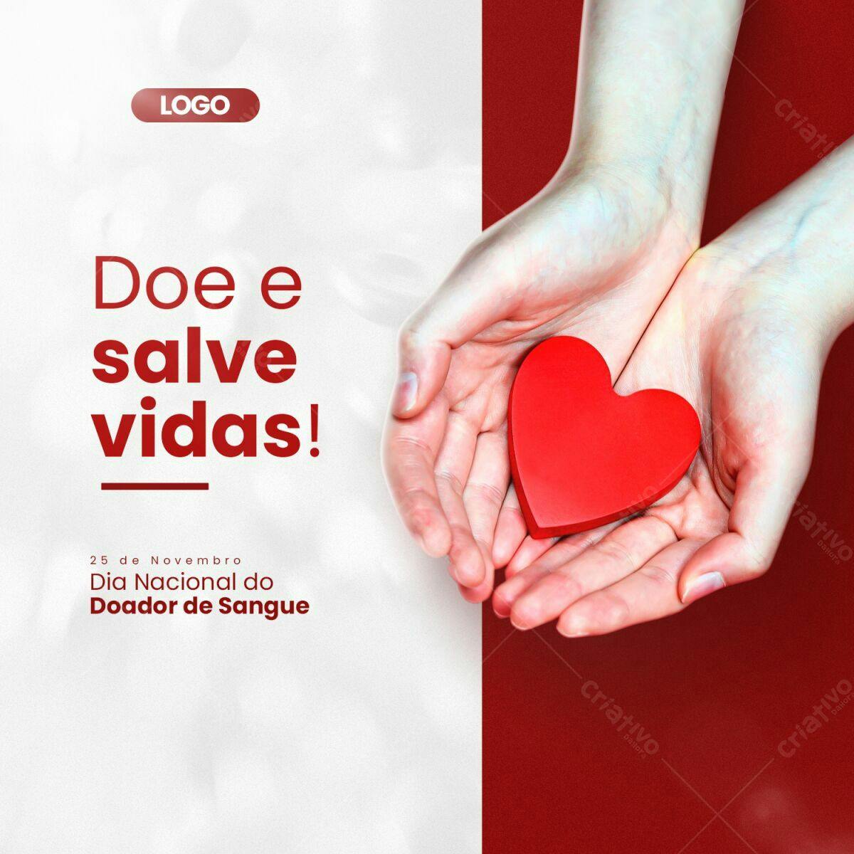 Post para Dia Nacional do Doador de Sangue PSD Editável