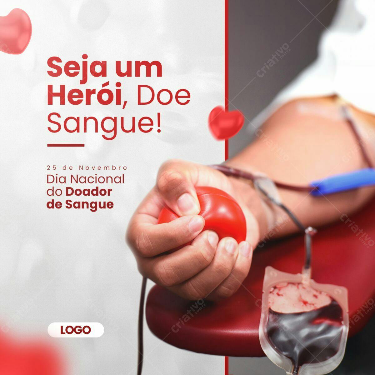 Post para Dia Nacional do Doador de Sangue PSD Editável