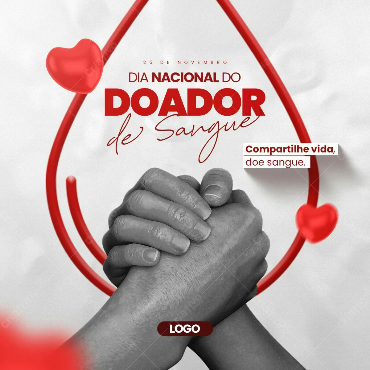 Post para Dia Nacional do Doador de Sangue PSD Editável