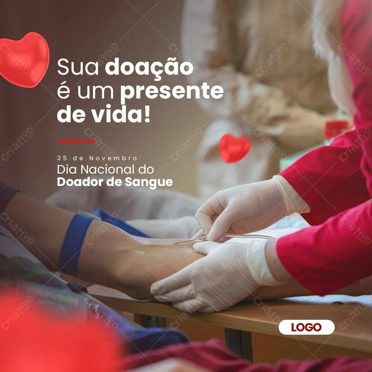 Post para Dia Nacional do Doador de Sangue PSD Editável