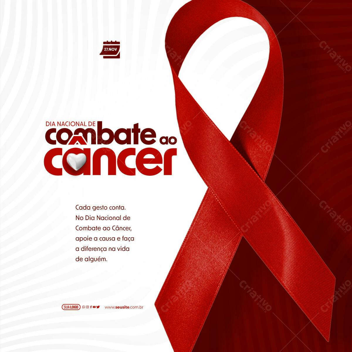 Flyer para o Dia Nacional de Combate ao Câncer PSD Editável