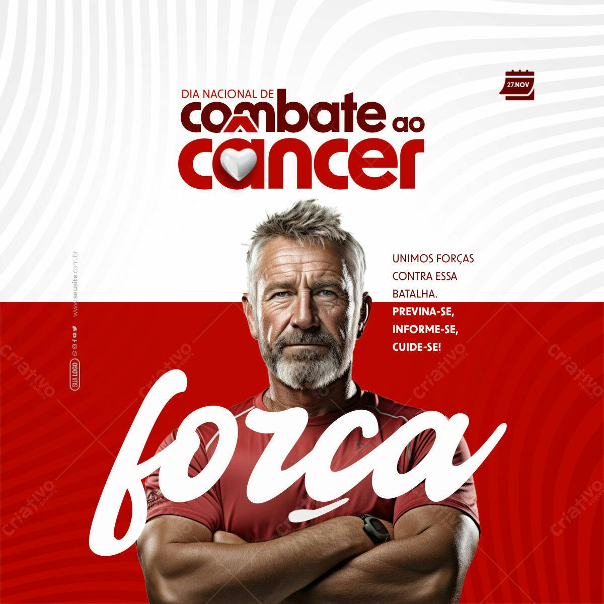 Flyer Dia Nacional de Combate ao Câncer PSD Editável