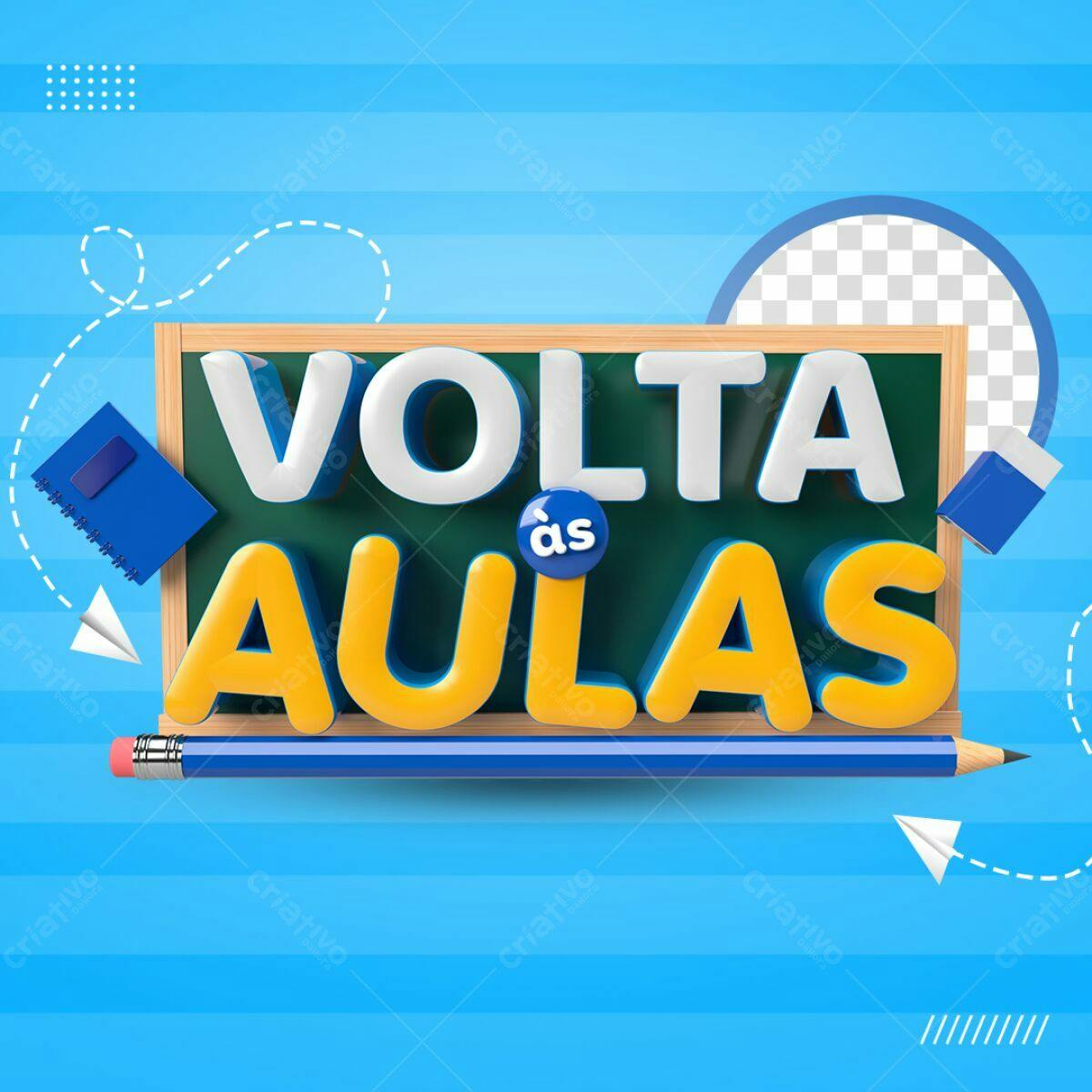 Selo 3D escolar amarelo e branco