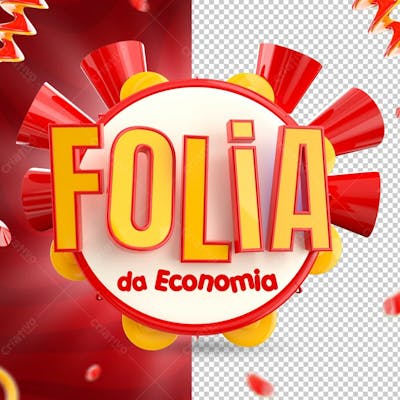 Selo 3D Folia Da Economia Carnaval