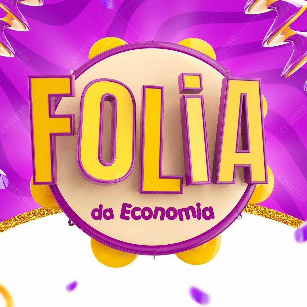 Selo 3D Folia Da Economia Carnaval