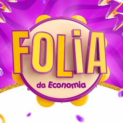 Selo 3D Folia Da Economia Carnaval