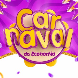 Selo 3d folia da economia carnaval