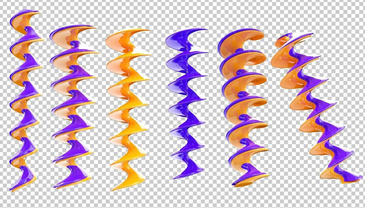 Elementos Abstrato em Espiral Laranja e Roxo PSD Editável