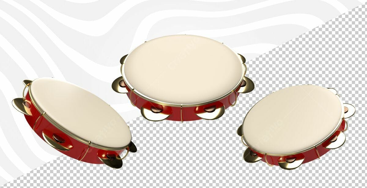 Mockup de Pandeiro Vermelho e Dourado PSD Editável