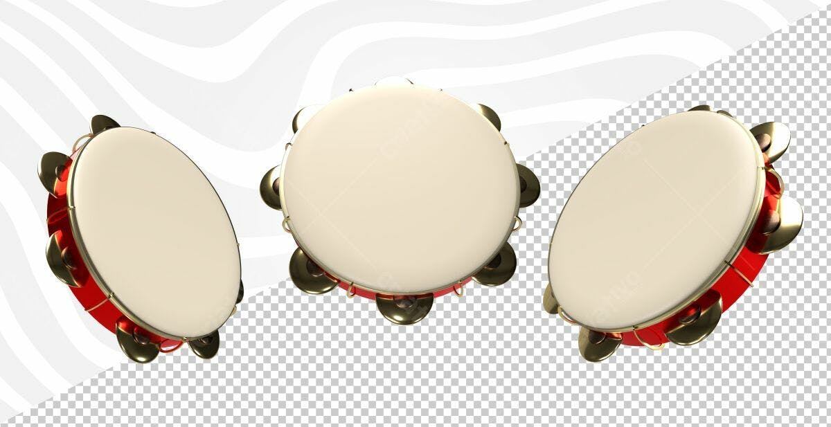 Mockup de Pandero Vermelho e Dourado PSD Editável