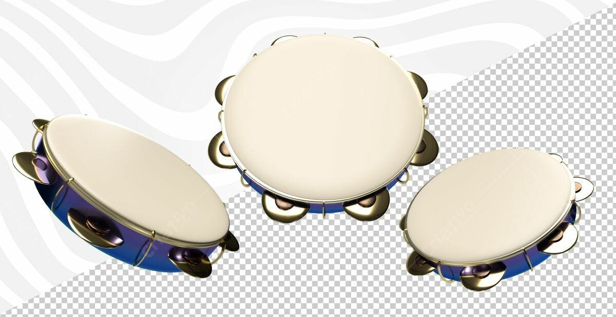 Mockup de Pandeiro Azul e Dourado PSD Editável