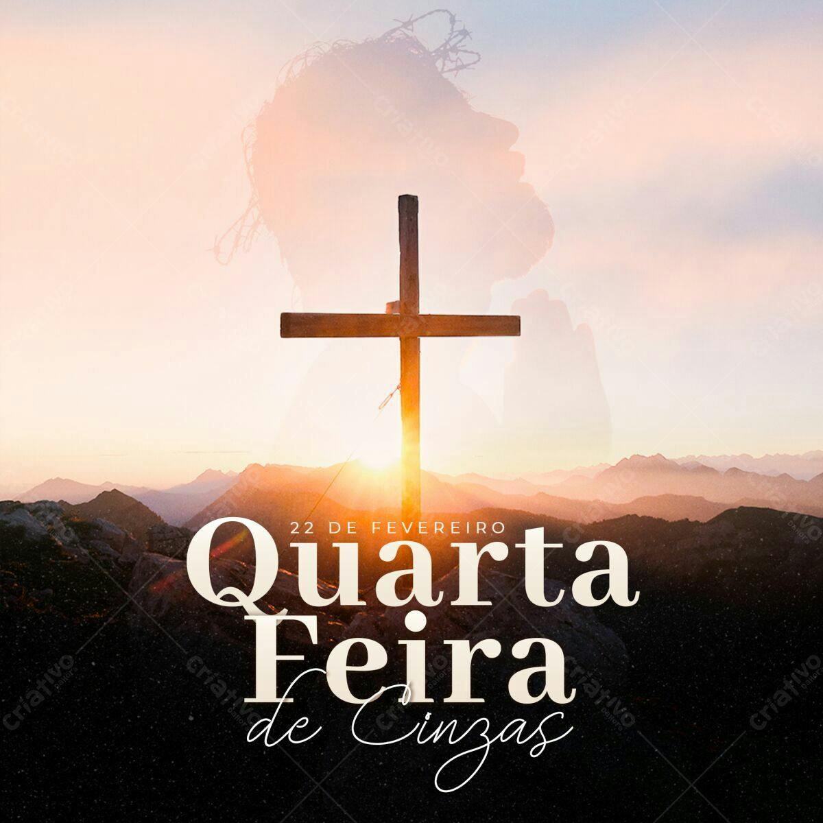 Flyer para Quarta-Feira de Cinzas PSD Editável