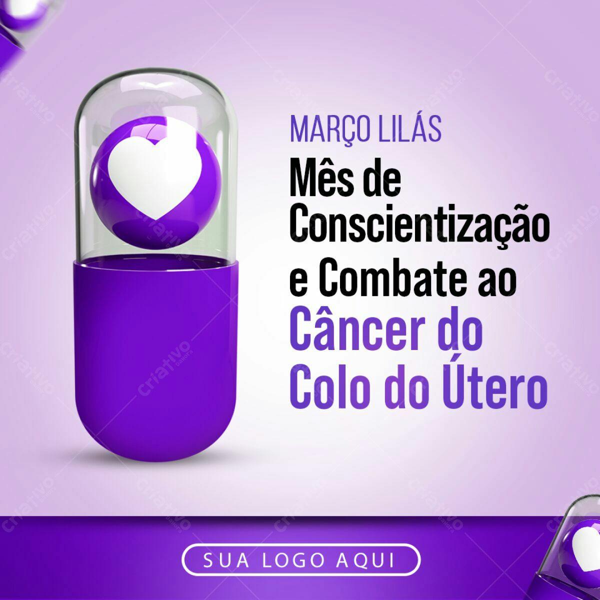 Banner Mês Conscientização Câncer Colo Útero PSD Editável