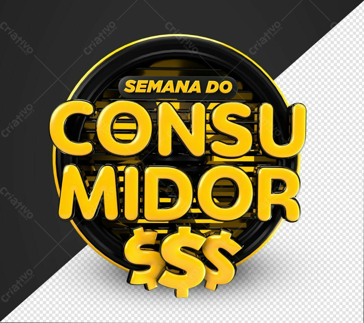 Selo 3D promocional amarelo e preto